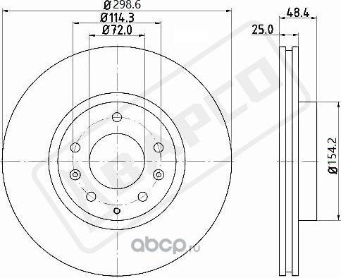 Диск тормозной вентилируемый пер. MAZDA Atenza 08-09 MAZDA 6 07-12 (Bapco). Артикул BD0287