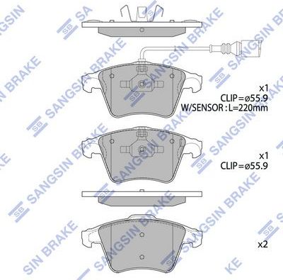 Тормозные колодки Sangsin Hi-Q. Артикул SP1979