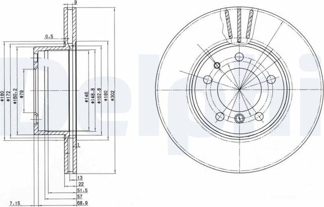 Тормозной диск Delphi передний для BMW 5 III (E34) 1987-1995. Артикул BG2433