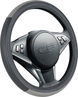 Оплётка на руль CarFashion Day (размер M, экокожа, цвет ЧЕРНЫЙ/СЕРЫЙ/СЕРЫЙ). Артикул 31390