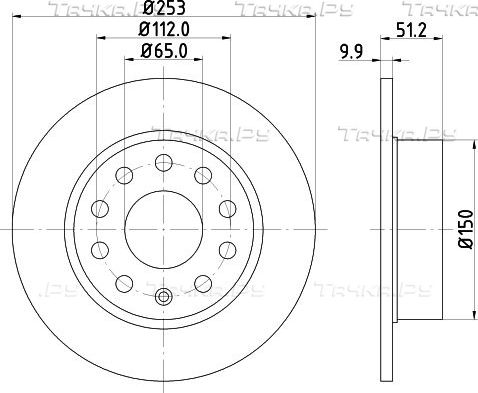 Тормозной диск Hella Pagid Pro задний для Audi A3 II (8P) 2003-2013. Артикул 8DD 355 109-601