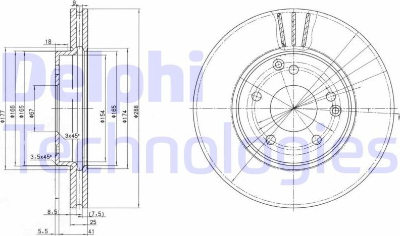 Тормозной диск Delphi. Артикул BG3240C