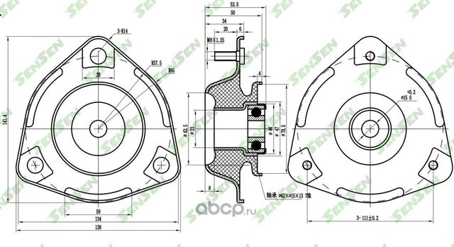 ОПОРА АМОРТИЗАТОРА ПЕРЕДНЕГО HYUNDAI ACCENT 99>/GETZ 02 (Sensen). Артикул M61007