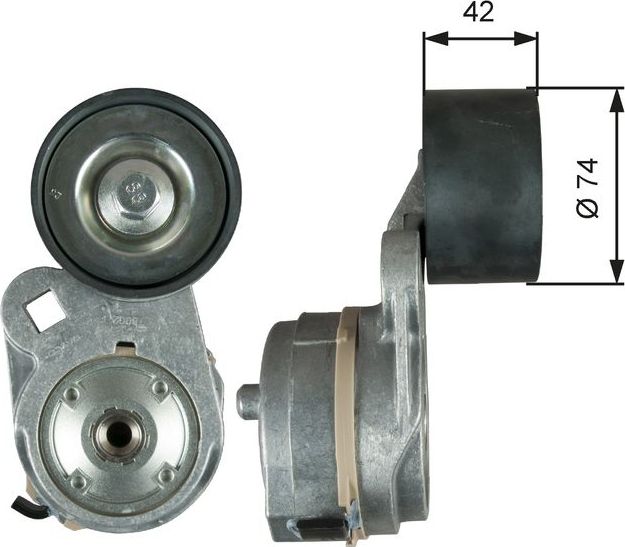 Натяжной ролик (натяжитель) приводного клинового зубчатого ремня Gates (Металл). Артикул T38718