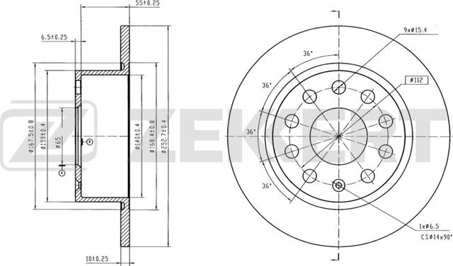 Тормозной диск Zekkert. Артикул BS-6289B