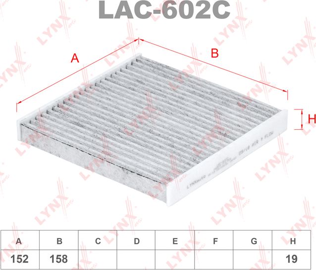 Салонный фильтр LYNXauto. Артикул LAC-602C