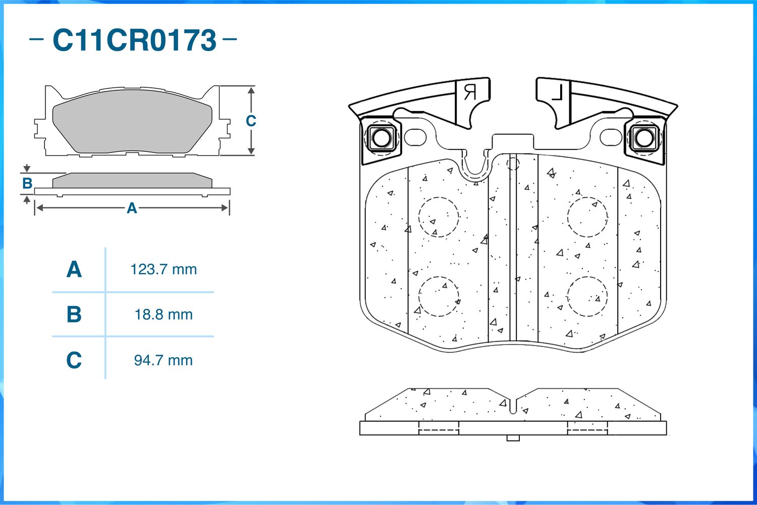 Колодки тормозные передние (Low Metallic) (Cworks). Артикул C11CR0173