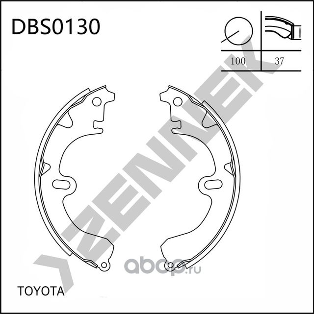 Колодки тормозные барабанные TOYOTA CAMRY 82-93, CARINA 83-97 (Zennek). Артикул DBS0130