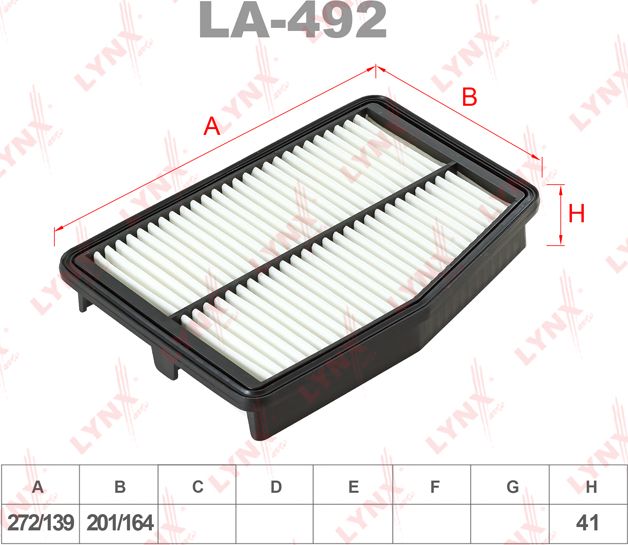 Воздушный фильтр LYNXauto. Артикул LA-492