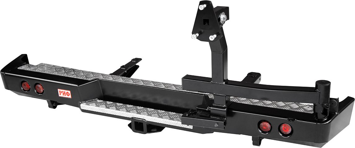 Бампер силовой РИФ задний с квадратом под фаркоп, калиткой и фонарями стандарт для ГАЗ Соболь 22177, 27527 1998-2026. Артикул RIFGAZ-20125