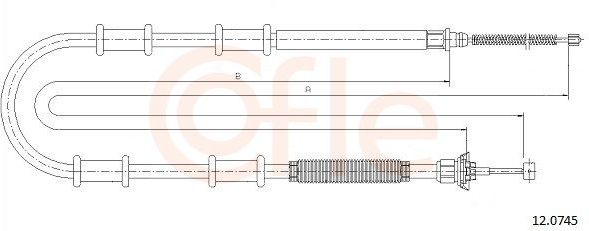 Трос ручника (тросик ручного тормоза) Cofle задний правый/левый для Fiat Doblo II 2010-2026. Артикул 12.0745