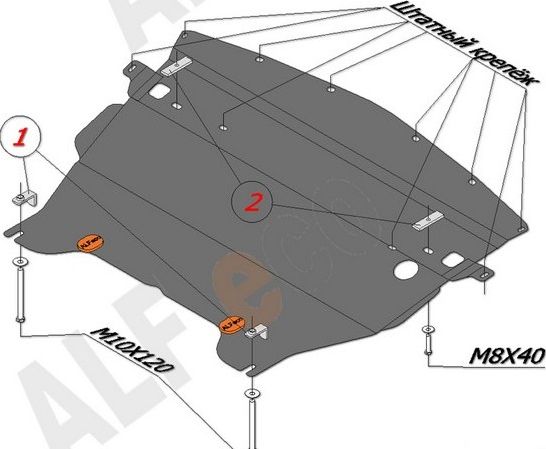 Защита Alfeco для картера Infiniti EX25, EX35 2007-2013. Артикул ALF.29.06