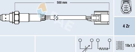 Лямбда-зонд (кислородный датчик) FAE для Mazda 3 I (BK) 2003-2009. Артикул 77503