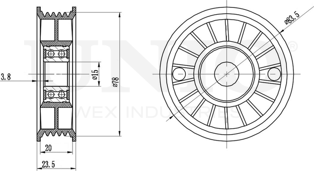 Ролик поликлинового ремня натяжной (Unio). Артикул TNS-10220
