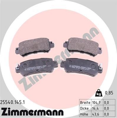 Тормозные колодки Zimmermann задние для Mazda CX-5 I 2011-2017. Артикул 25540.145.1