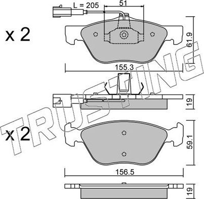 Тормозные колодки Trusting передние для Lancia Kappa 1998-2001. Артикул 085.1