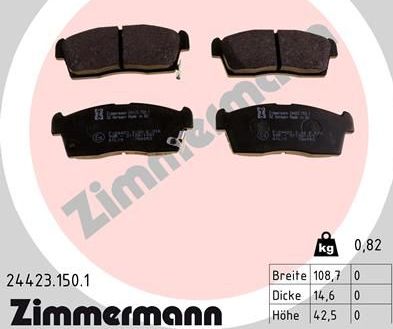 Тормозные колодки Zimmermann передние для Citroen C-ZERO 2010-2012. Артикул 24423.150.1