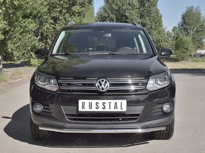 Защита RusStal переднего бампера d63/42 (дуга) для Volkswagen Tiguan Sport & Style (Trend & Fun) 2011-2016. Артикул VGZ-000981