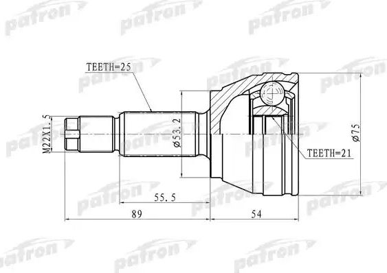 Шрус наружный (граната) Patron для Ford Fusion I 2002-2008. Артикул PCV9105