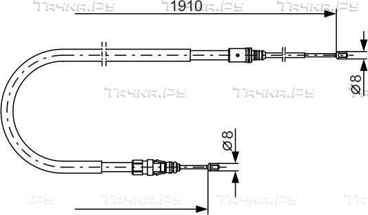 Трос ручника (тросик ручного тормоза) Bosch. Артикул 1 987 482 323