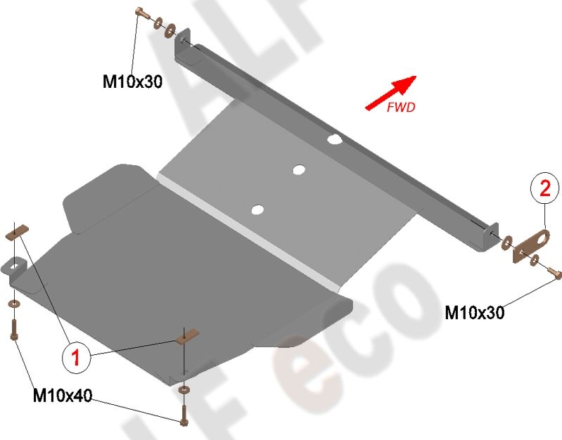 Защита алюминиевая Alfeco для картера и КПП Toyota Corollа E100 1991-1995. Артикул ALF.24.27al