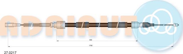 Трос ручника (тросик ручного тормоза) Adriauto. Артикул 27.0217