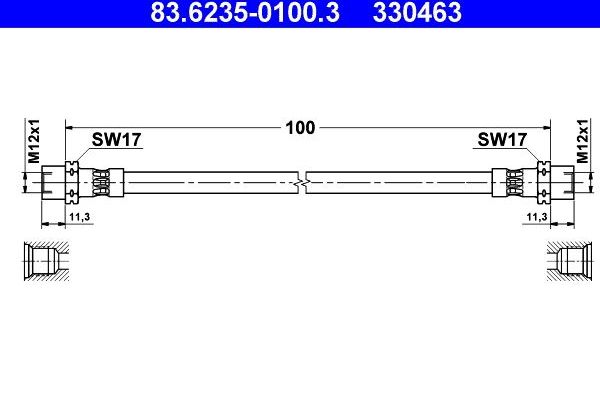 Тормозной шланг ATE. Артикул 83.6235-0100.3