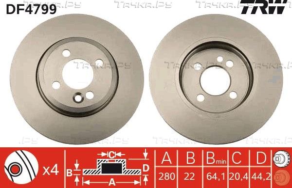 Тормозной диск TRW передний для MINI Clubman I (R55) 2007-2014. Артикул DF4799