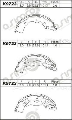Тормозные колодки Asimco задние для Kia Rio II 2005-2011. Артикул K9723