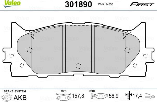 Тормозные колодки Valeo First. Артикул 301890