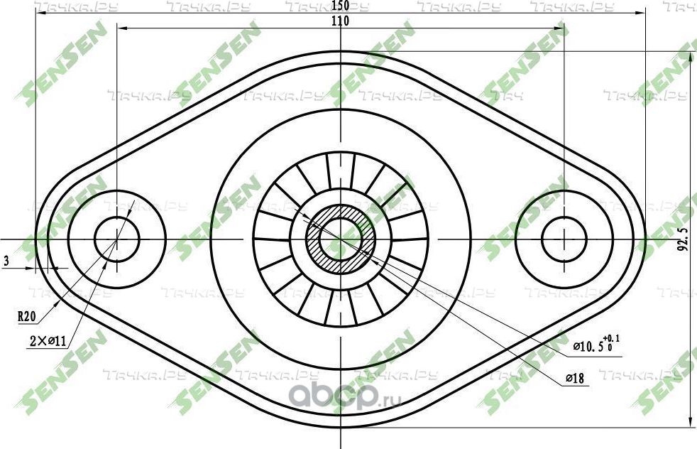 Опора амортизатора KIA (Rio JB) (2005-2011) HYUNDAI (Accent MC) (2005-) Rear (Sensen). Артикул M61036