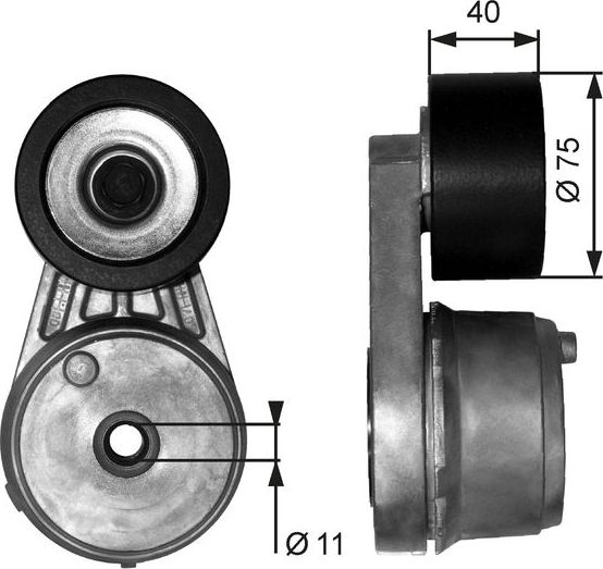 Натяжной ролик (натяжитель) приводного клинового зубчатого ремня Gates FleetRunner™. Артикул T38645