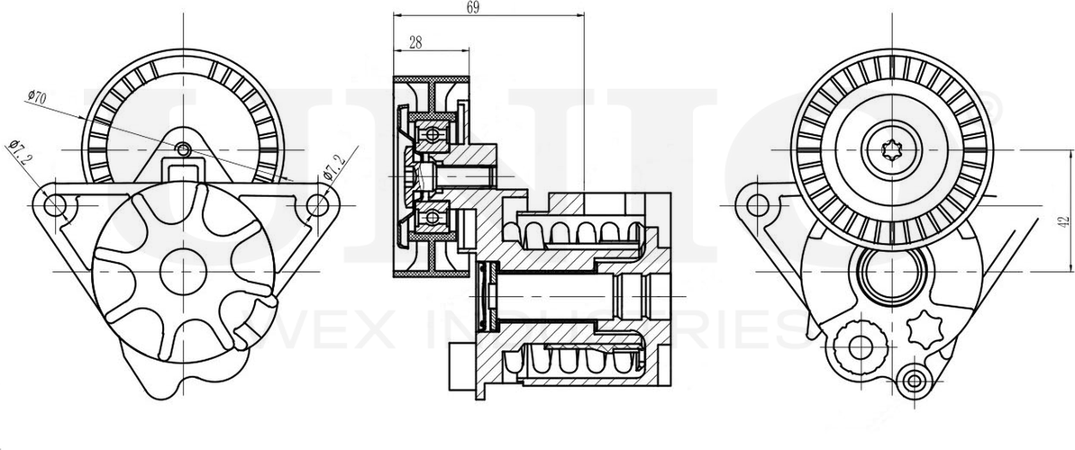 Натяжитель/демпфер ремня (Unio). Артикул TNS-10178