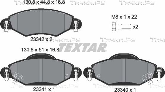 Тормозные колодки Textar передние для Toyota Echo 1999-2005. Артикул 2334001