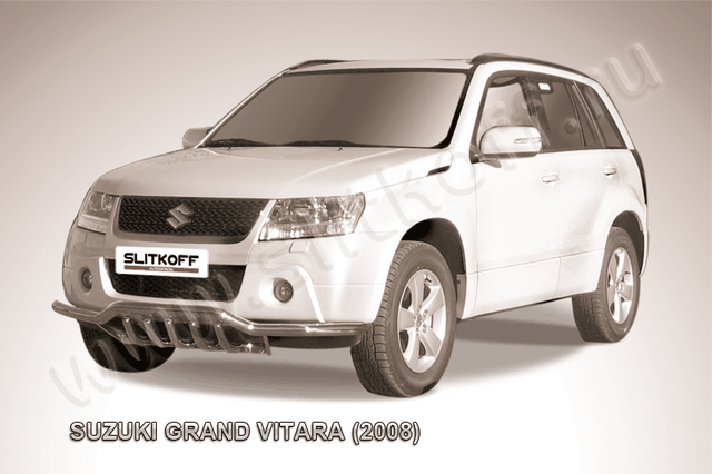 Защита Slitkoff переднего бампера d57 с защитой картера для Suzuki Grand Vitara III 5-дв. 2008-2012. Артикул SGV08007