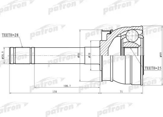 Шрус наружный (граната) Patron. Артикул PCV9721
