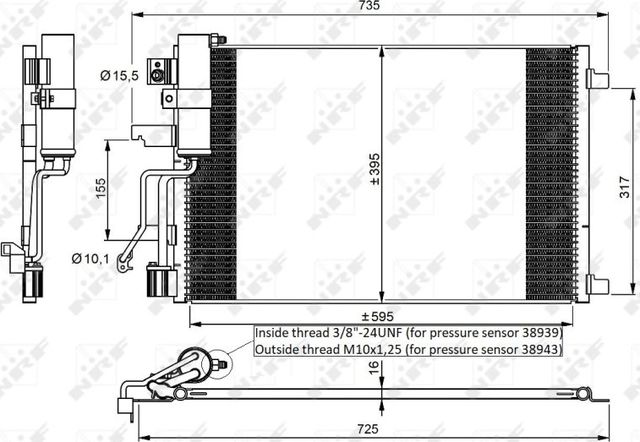 Радиатор кондиционера (конденсатор) NRF EASY FIT для Nissan Qashqai I 2009-2010. Артикул 35975