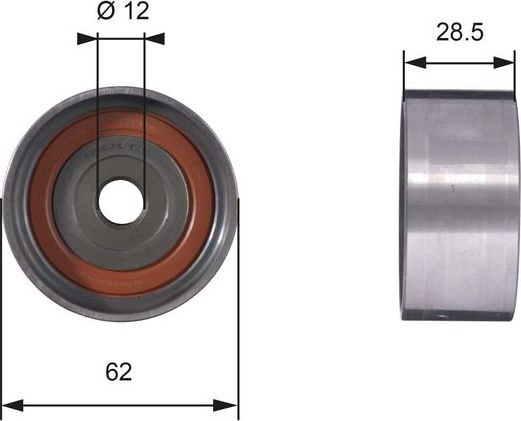 Направляющий (ведущий) ролик ремня ГРМ Gates (Металл). Артикул T42027