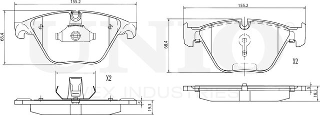 Колодки тормозные дисковые, комплект (Unio). Артикул BRP-20439