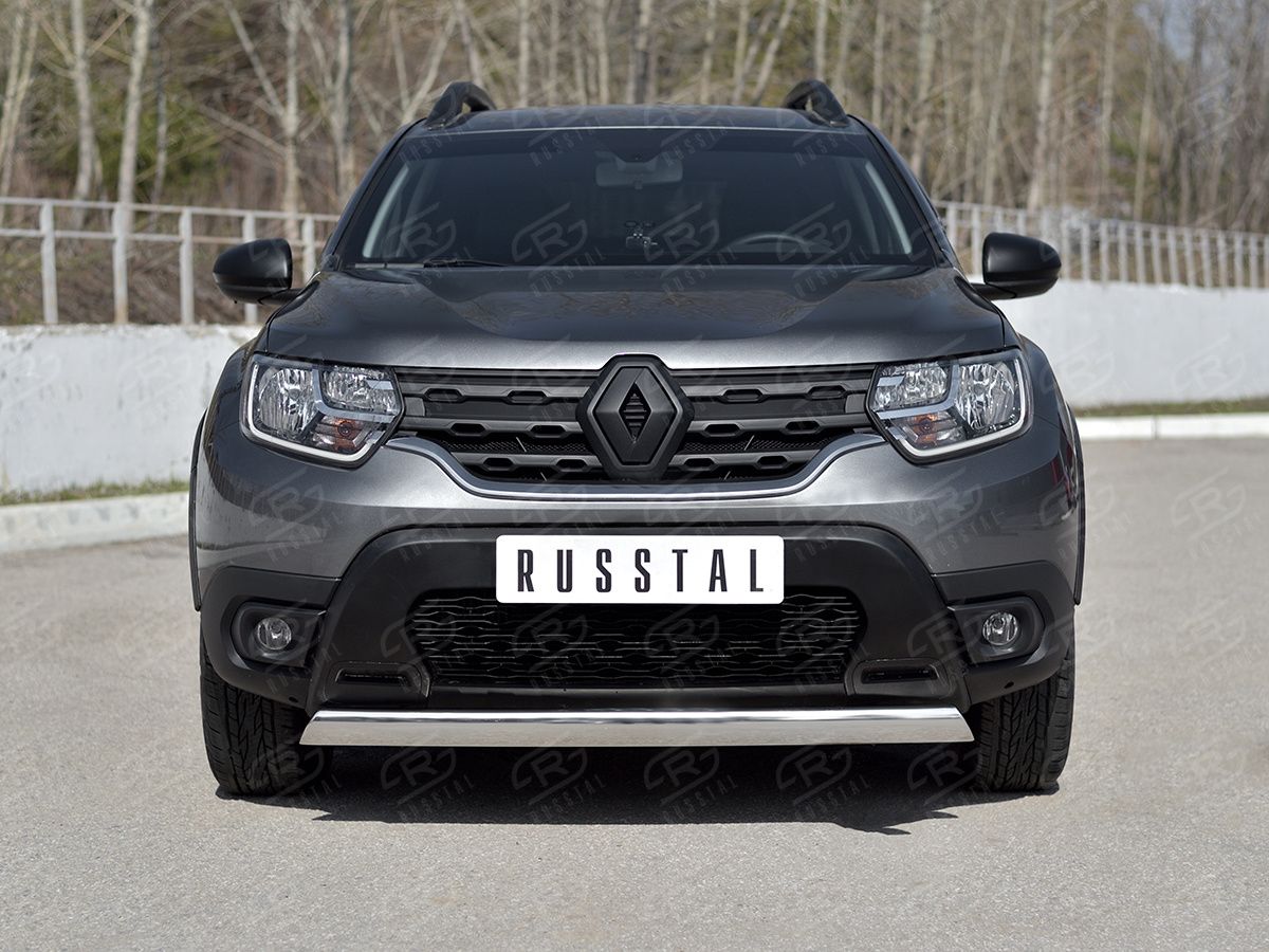 Защита RusStal переднего бампера d76x42 (дуга) для Renault Duster II 2021-2026. Артикул RDZ-003798