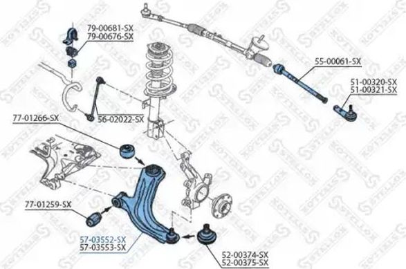 Рычаг передней подвески Stellox для Audi 80 V (B4) 1991-1994. Артикул 57-03552-SX