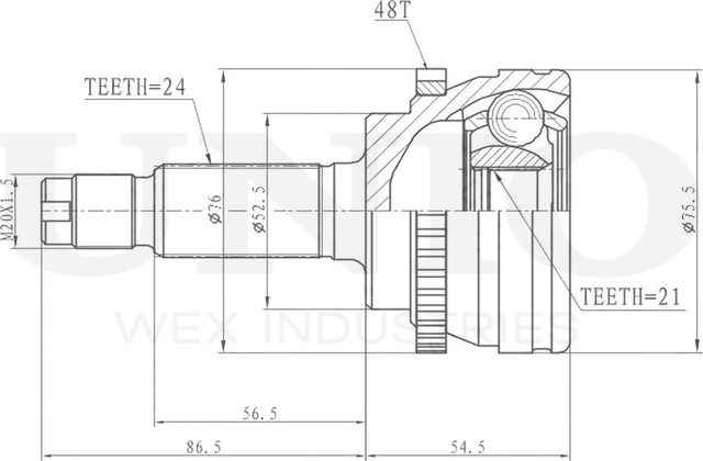 ШРУС наружный (Unio). Артикул CVJ-20316