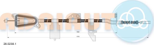 Трос ручника (тросик ручного тормоза) Adriauto задний левый для Nissan Primera P12 2002-2008. Артикул 28.0238.1