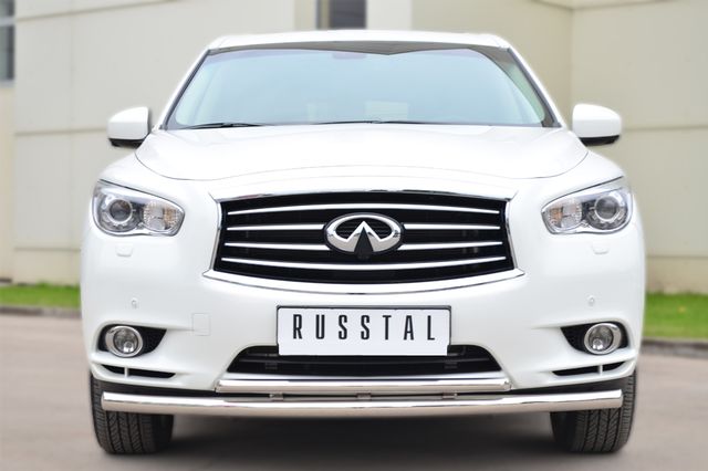 Защита RusStal переднего бампера d63 (дуга) d42 (дуга) для Infiniti JX 35 2013-2025. Артикул JXZ-001458