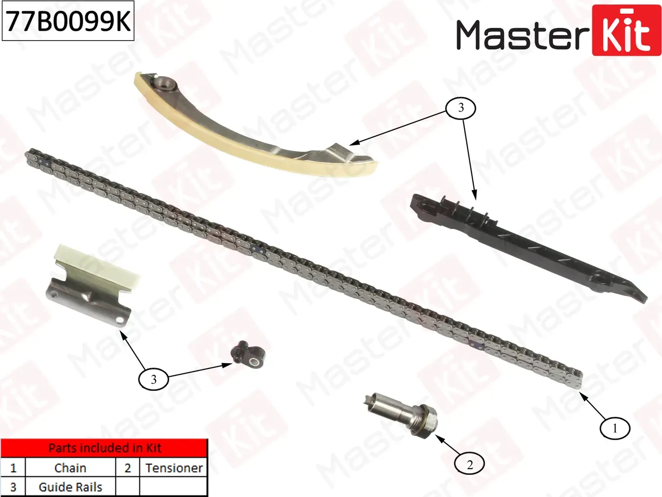 77B0099K Комплект цепи ГРМ Opel Insignia 2.0 Turdo A20 NHT 2008- (без звездочек) (Master KIT) Master KIT. Артикул 77b0099k