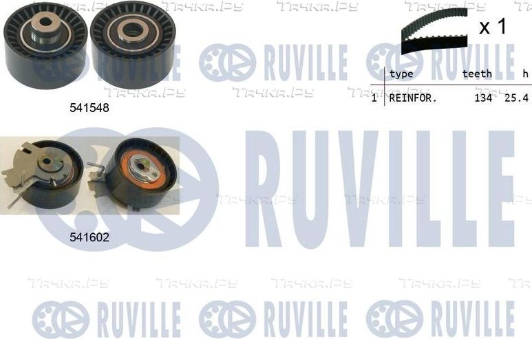 Ремень ГРМ с роликами (комплект) Ruville для Peugeot Partner I 2001-2008. Артикул 550286