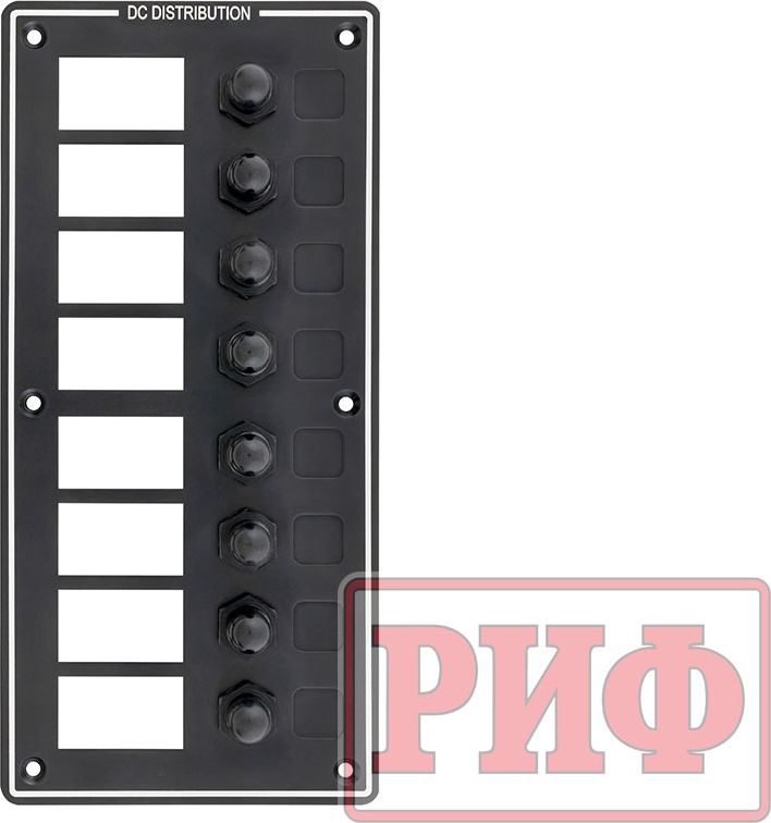 Панель монтажная РИФ распределительная для 8 переключателей 12-32В DC с предохранителями. Артикул RIF22-6-40860