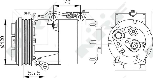 Компрессор кондиционера NRF EASY FIT для Volvo S40 II 2004-2010. Артикул 32250