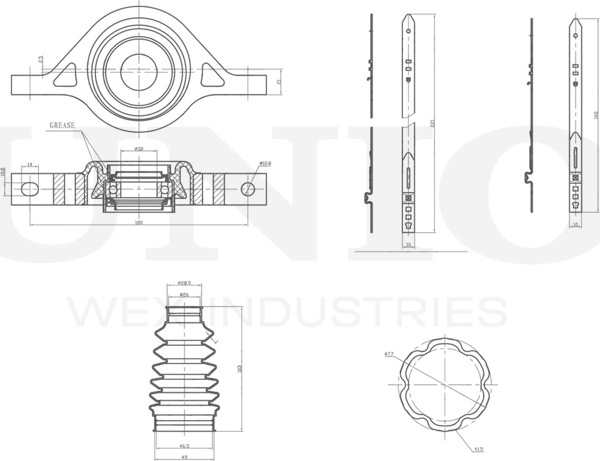 Подшипник подвесной карданного вала (Unio). Артикул RMP-15173
