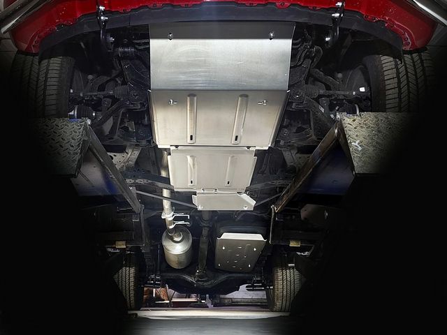 Защита алюминиевая ТСС (4 мм) для картера, переднего моста, КПП, РК, бака Foton Tunland G7 2024-2026. Артикул ZKTCC00723K